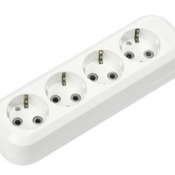 Колодка 4 роз. с/з 10А 250В (корпус АБС-пластик, белая) Smartbuy 622009