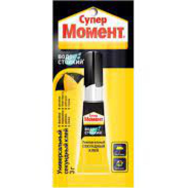 Клей Секундный Водостойкий Прозрачный 3г Супер Момент 1765969